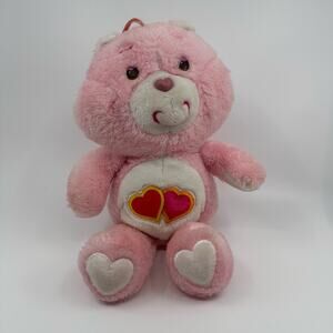 Vintage 1983 Care Bears Love A Lot Soft Plush Animal Stuffed Toy Sitting Pink